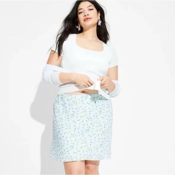 wild fable Dresses & Skirts - Wild Fable Large Floral Pull On A-Line Mini Skirt Blue Delicate Feminine NEW L